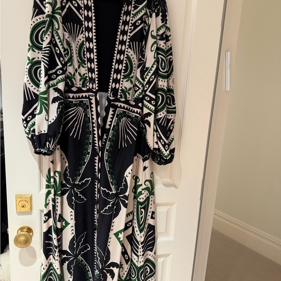 FARM Rio Dresses & Skirts - Farmrio Black, White & Green Printed Maxi Dress